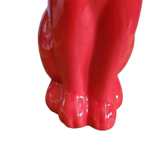 Long Neck Red Ceramic Dog Figurine Animal Lover 8.5" - Picture 7 of 8